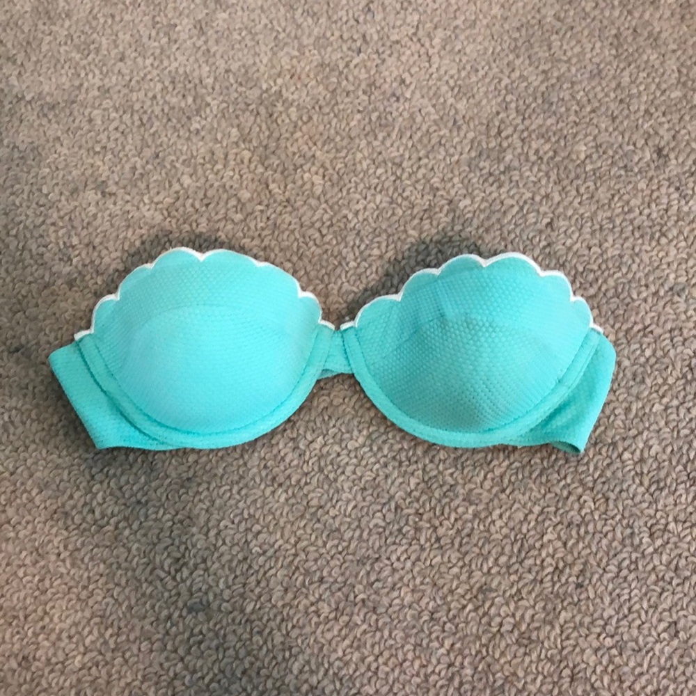 Blue strapless bikini top (never worn) size small